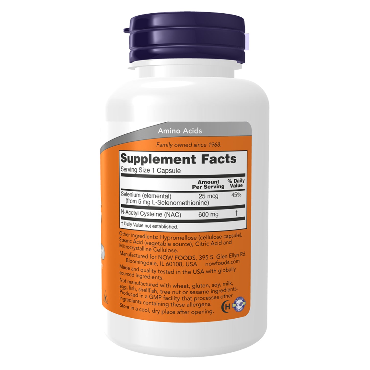 NOW Foods NAC 600mg supplement – 100 vegetarian capsules – N-Acetyl Cysteine bottle available in Ireland at Probiotic.ie Back