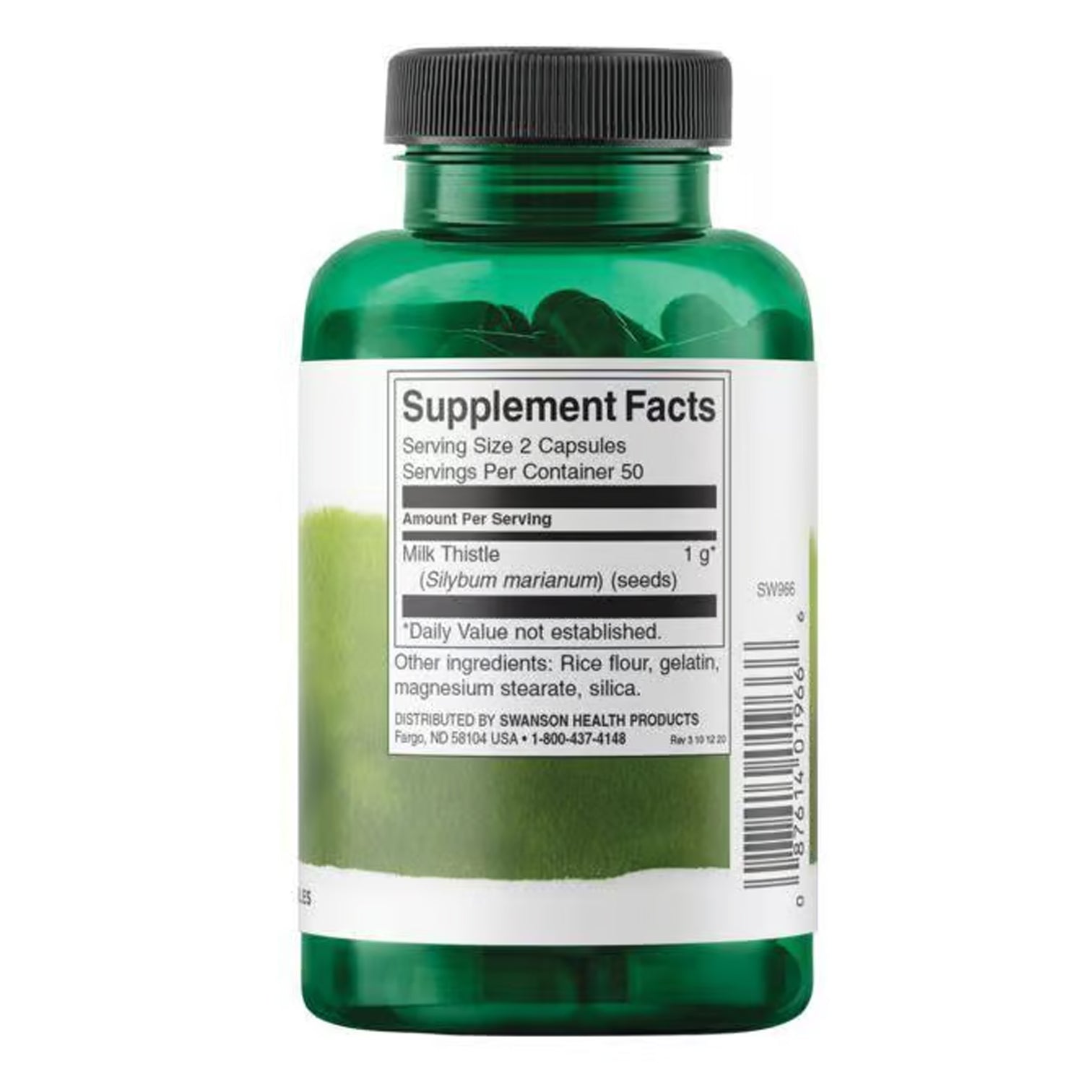Swanson Full Spectrum Mariendistel 500mg - Leber Unterstützung - 100 Kapseln