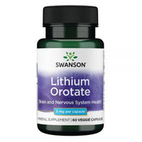 Swanson Lithium Orotate 5mg Trace Mineral Supplement – 60 Capsules Front of Bottle Probiotic.ie