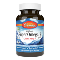 Carson Super Omega-3 dietary supplement bottle on a white - Ireland background