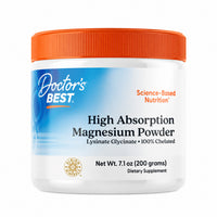 Doctor’s Best High Absorption Magnesium Powder 200g tub, front, Albion lysinate glycinate chelate, sold in Ireland
