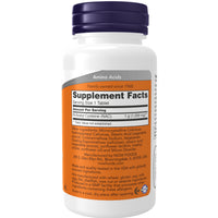 NOW Foods NAC 1000mg supplement facts panel: N-acetyl cysteine 1000mg per tablet, 120 servings, other ingredients and allergen note