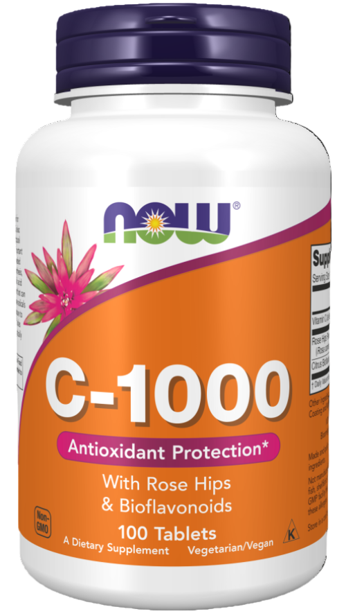 Now Foods Vitamin C-1000 with Rose Hips and Bioflavonoids 1000 mg Ireland - Front of Pack