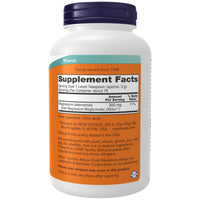 Supplement facts label for NOW Magnesium Bisglycinate Powder showing 300mg magnesium per teaspoon serving