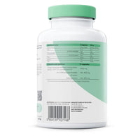 Osavi Reishi supplement facts panel showing 1000 mg extract per 2 capsules, minimum 400 mg polysaccharides, 250 mg beta-glucans, 10 mg triterpenes