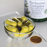 Swanson Berberine Complex with Cinnamon, Gymnema and Fenugreek โ 90 vegetarian capsules showing capsule size