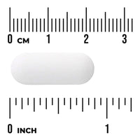 Swanson Magnesium Taurate supplement facts panel, tablet size chart