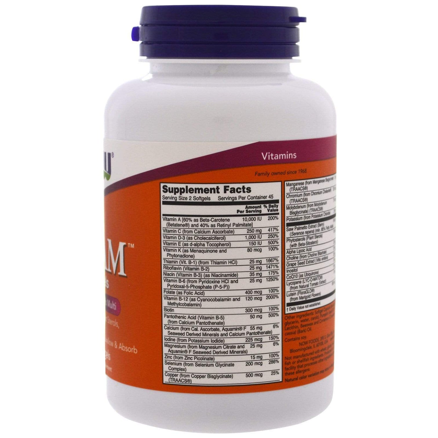 Now Foods Adam Superior Men's Multi-Vitamin High Potency - 90 Softgels - Probiotic.ie