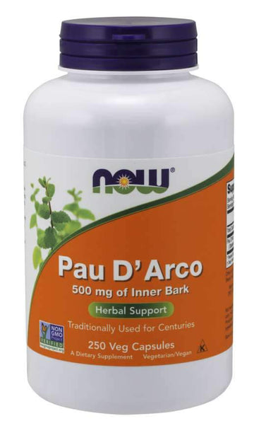 Now Foods Pau D'Arco 500 mg - 250 Veg Capsules - Probiotic.ie