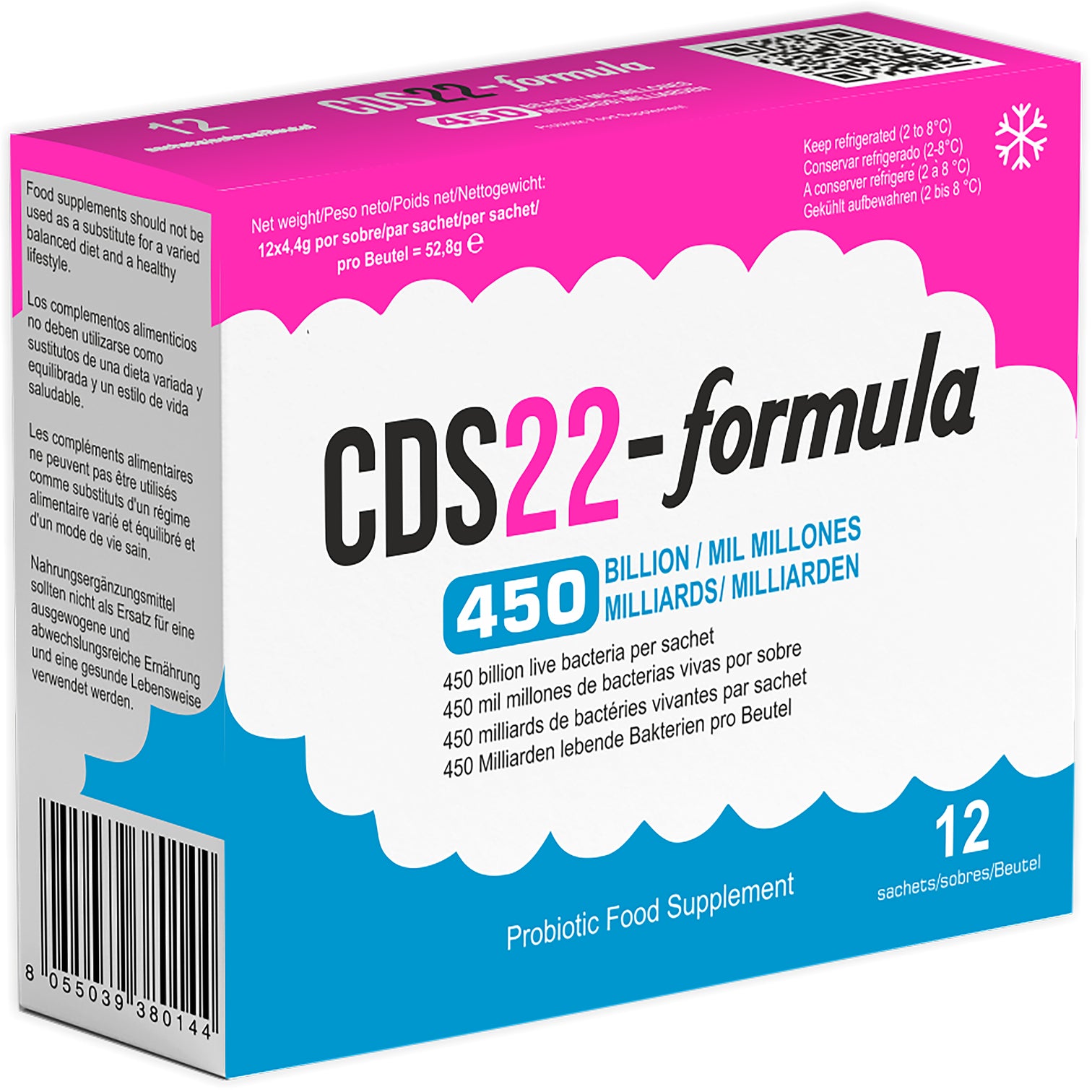 CDS22-Formula Probiotic 450 Billion CFU – De Simone Formulation Ireland - Left Side Box View