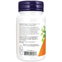 Supplement bottle labeled 'Odorless Garlic' by NOW on a white background - Ireland - Probiotic.ie Left Side