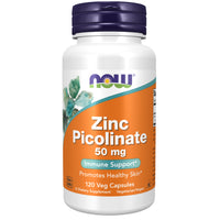 Supplement bottle labeled 'Zinc Picolinate 50 mg' by NOW on a white background. Ireland Delivery