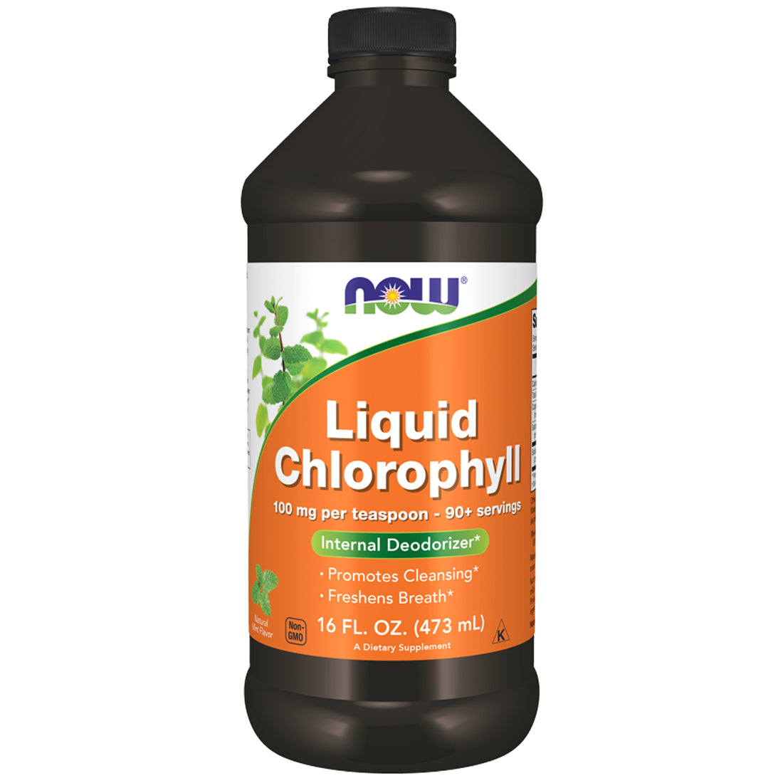 Bottle of NOW Liquid Chlorophyll on a white background _ Ireland - Probiotic.ie
