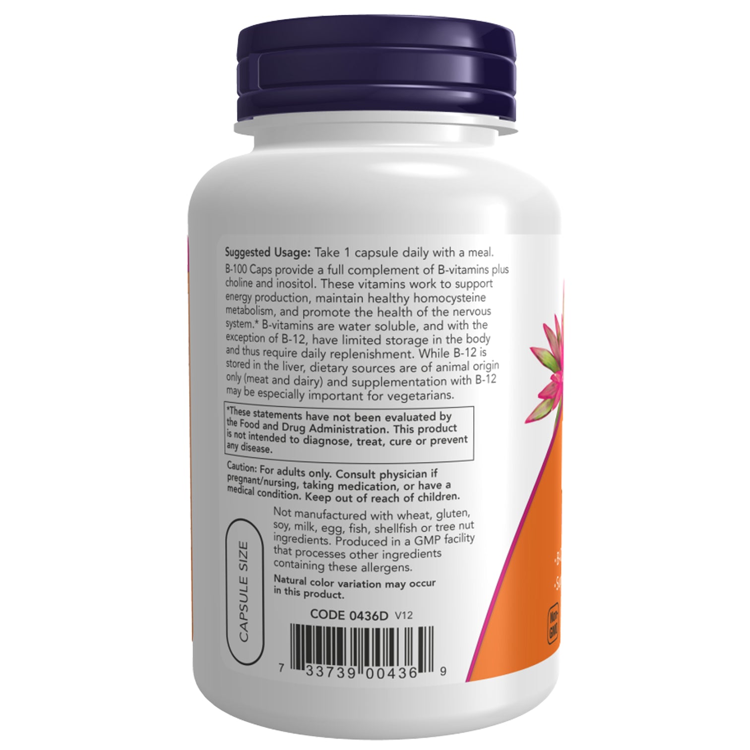 NOW Foods B-Complex 100 Vegan Vitamin B Supplement Ireland -Left of Pack