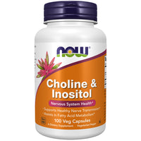 Supplement bottle labeled 'Choline & Inositol' by NOW on a white background Ireland