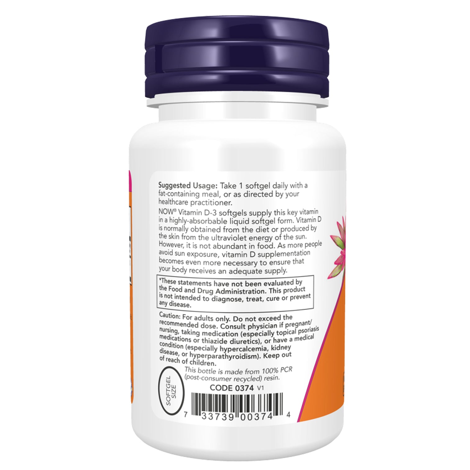 NOW Foods Vitamin D3 5,000 IU High-Potency Softgels Ireland Side 