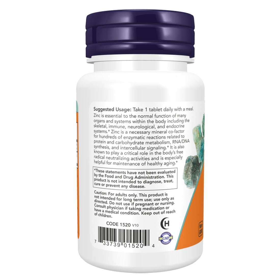 Now Foods Zinc 50 mg Tablets Supplement Ireland Left Pack