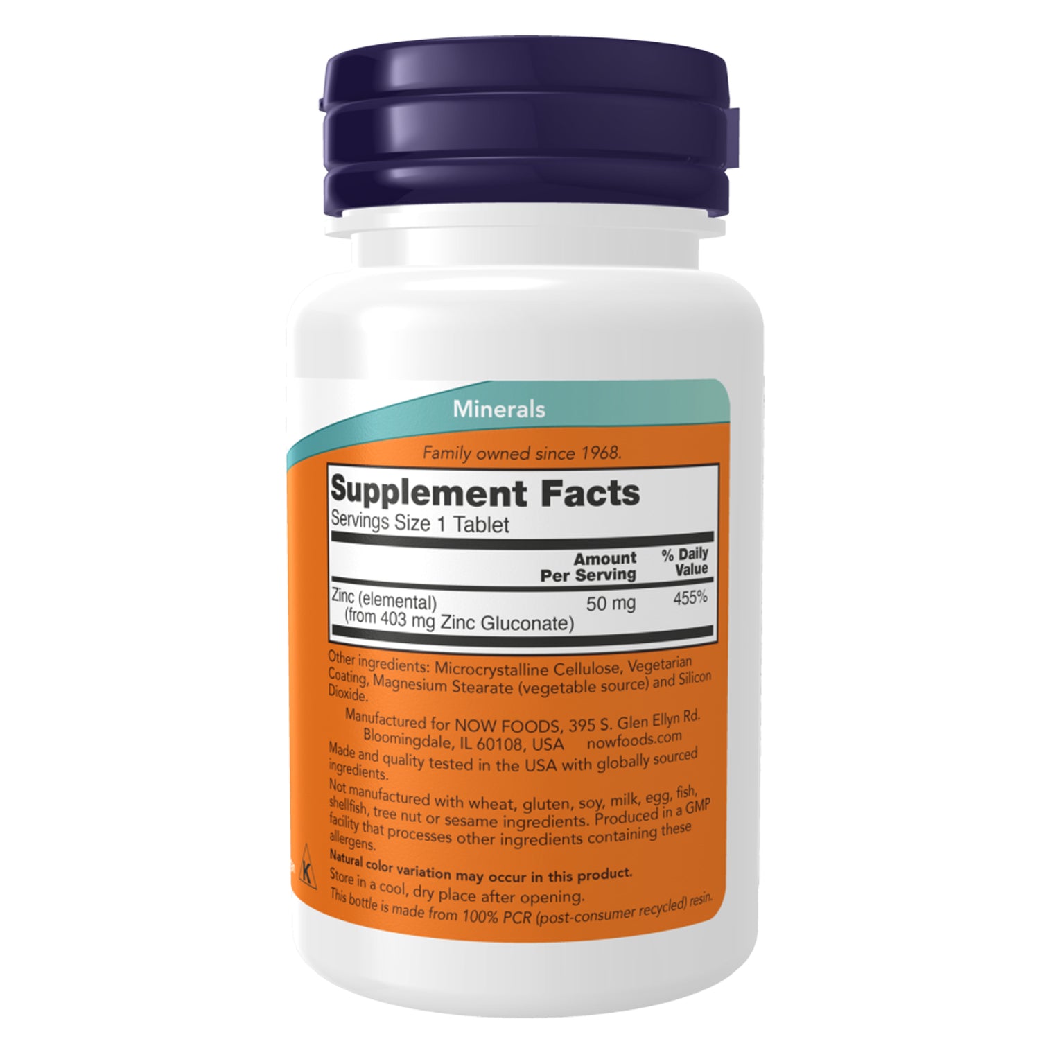 Now Foods Zinc 50 mg Tablets Supplement Ireland Right Pack
