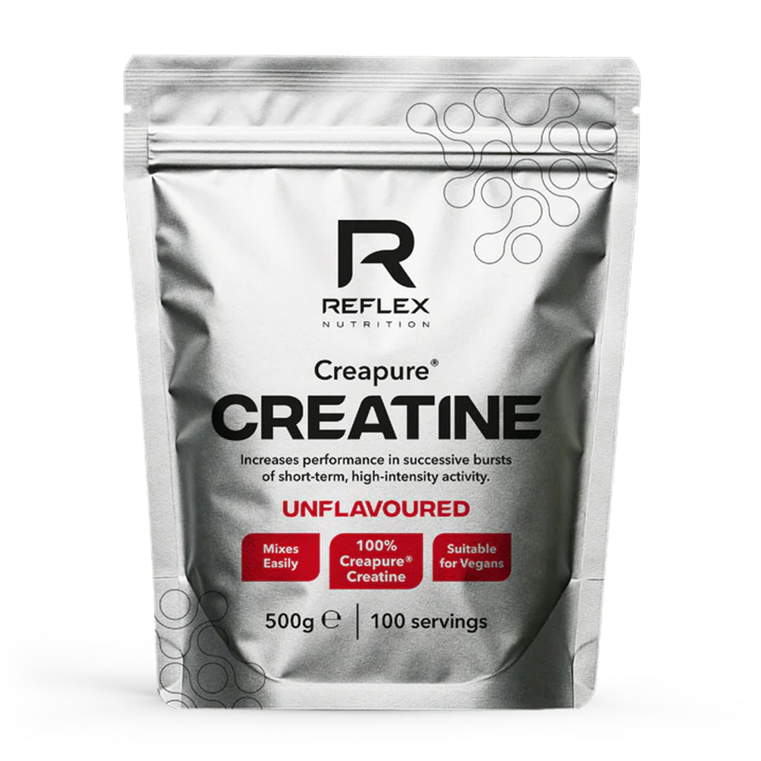 Package of Reflex Nutrition Creapure Creatine on a white background
