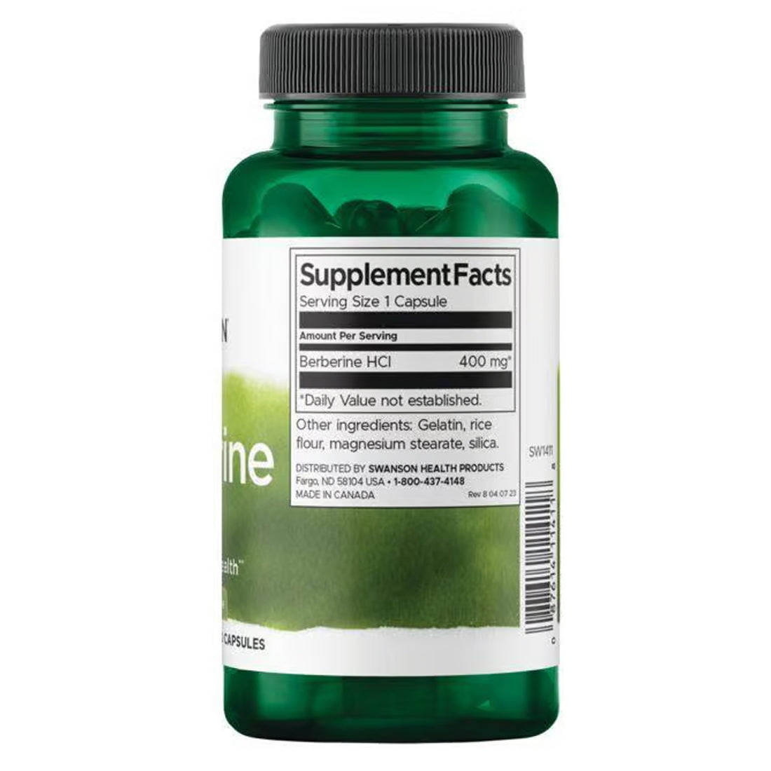 Swanson Berberine HCl 400 mg Herbal Supplement Capsules Ireland Side Jar