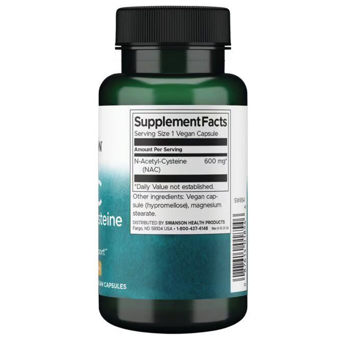 Swanson NAC N-Acetyl Cysteine 600 mg Supplement Ireland Side of Bottle