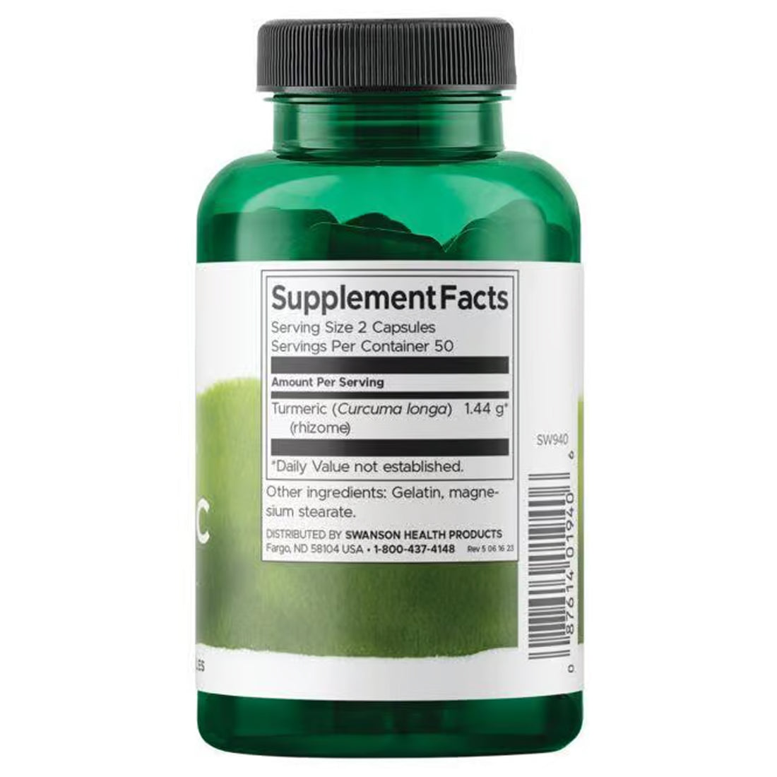 Swanson Full Spectrum Turmeric 720mg 100 Capsules Ireland - Side of Bottle 