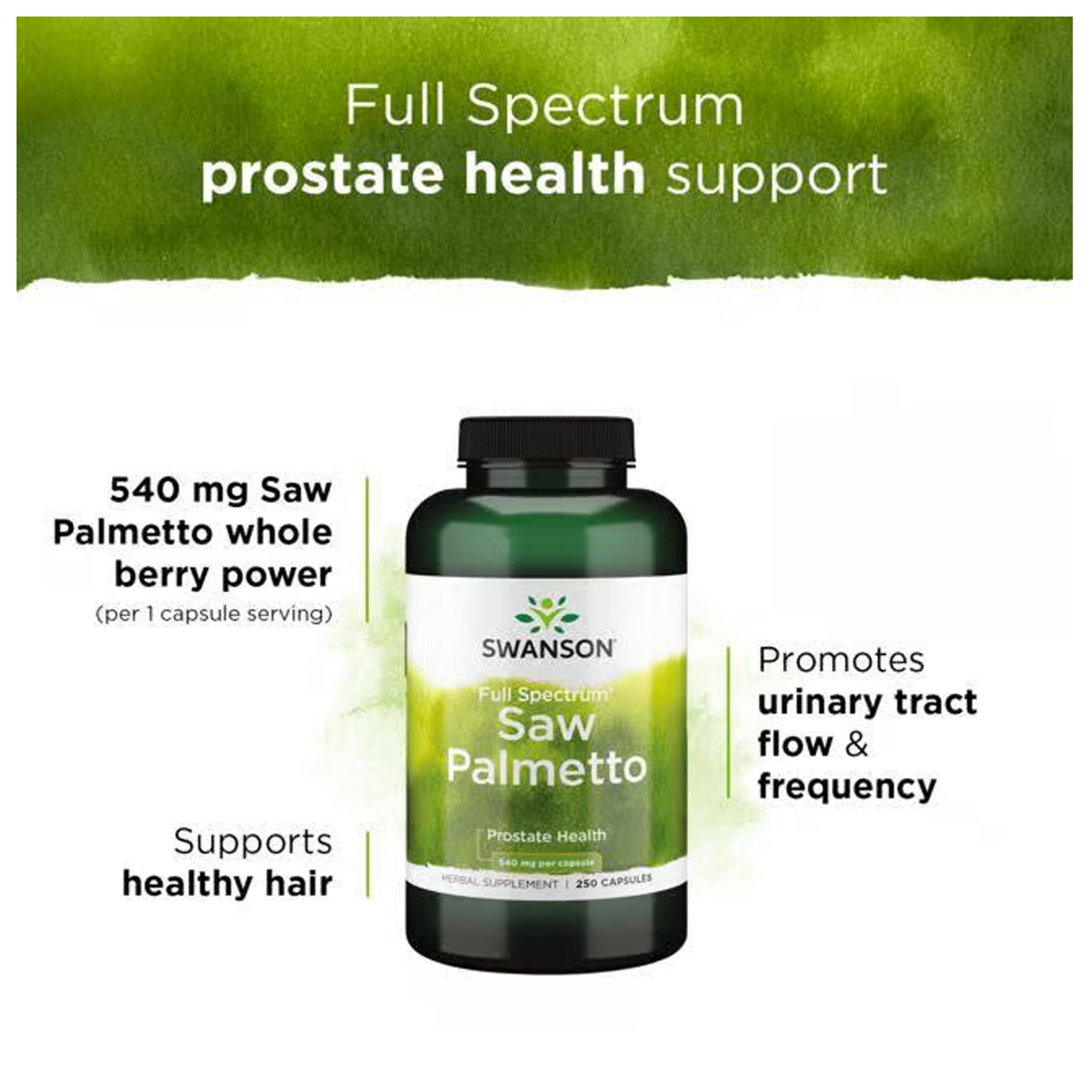 Swanson Full Spectrum Saw Palmetto 540 mg 100/250 Caps - Swanson Full Spectrum Saw Palmetto 540mg – Natural Herbal Supplement |