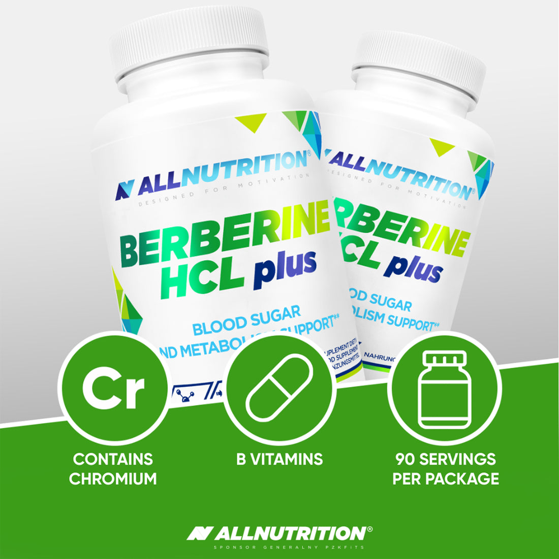 AllNutrition Berberine HCl Plus 90 capsule food supplement bottle Information