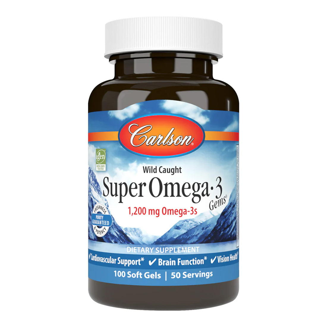 Carson Super Omega-3 dietary supplement bottle on a white  - Ireland background