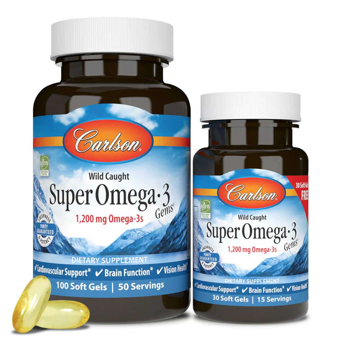 Carlson Labs Super Omega-3 1200mg fish oil softgels bottle front Ireland
