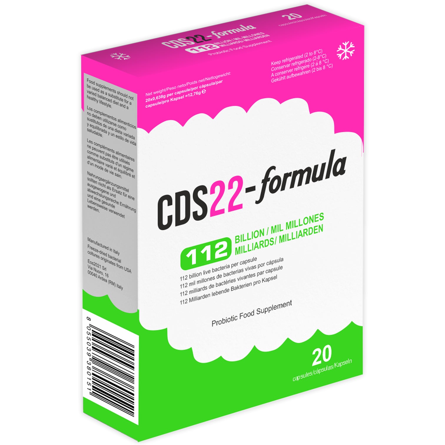 CDS22-formula Probiotic 112B CFU | Original De Simone Formulation | 20 Capsules