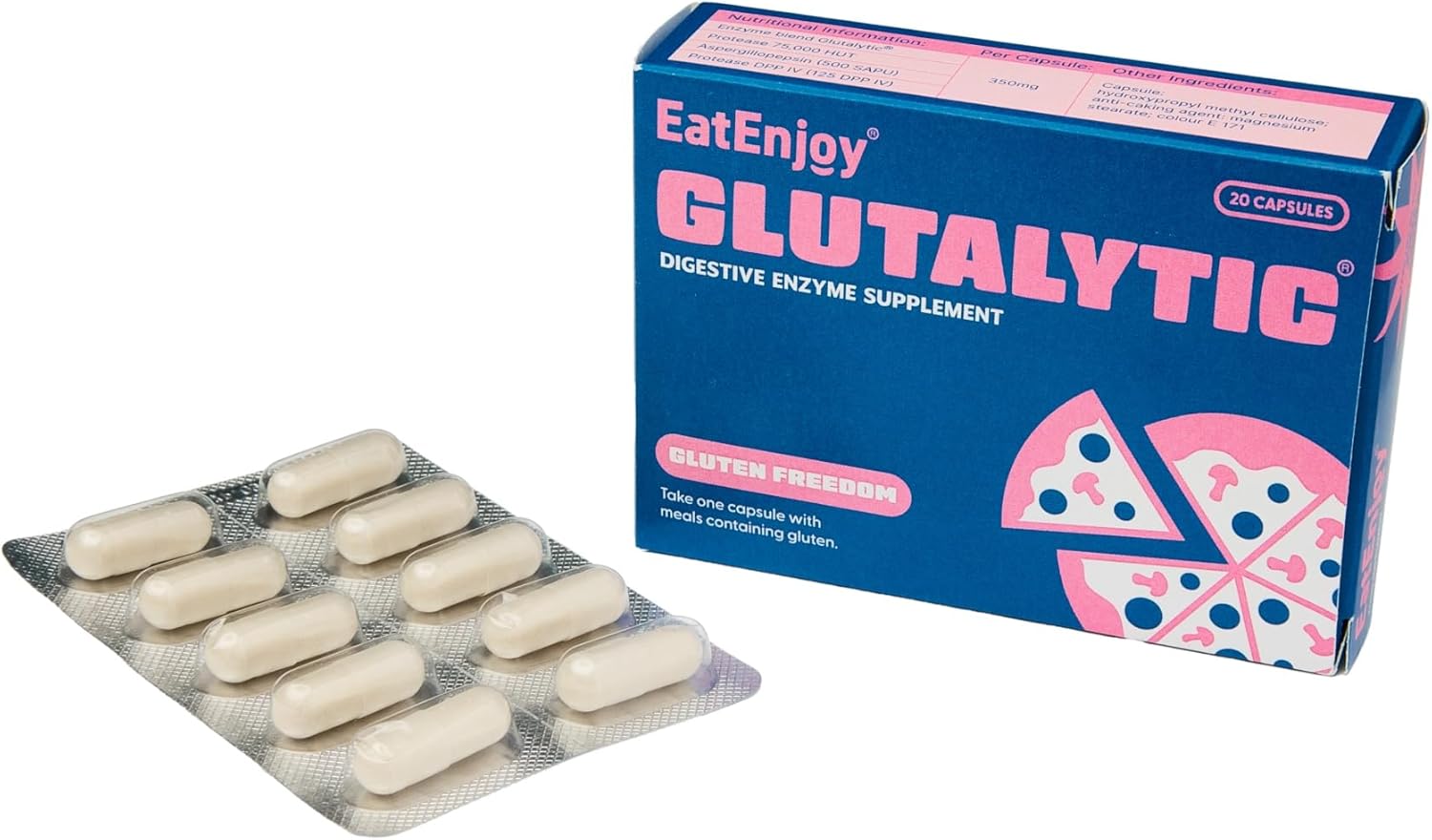 EatEnjoy Glutalytic – Digestive Enzymes for Gluten Intolerance (20 Caps)