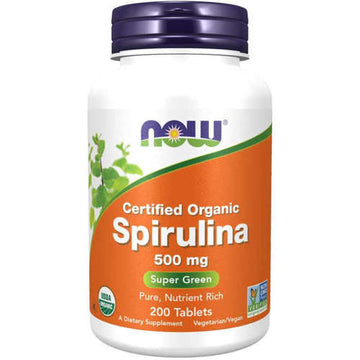Now Foods Certified Organic Spirulina - 500 mg - 200 Tablets