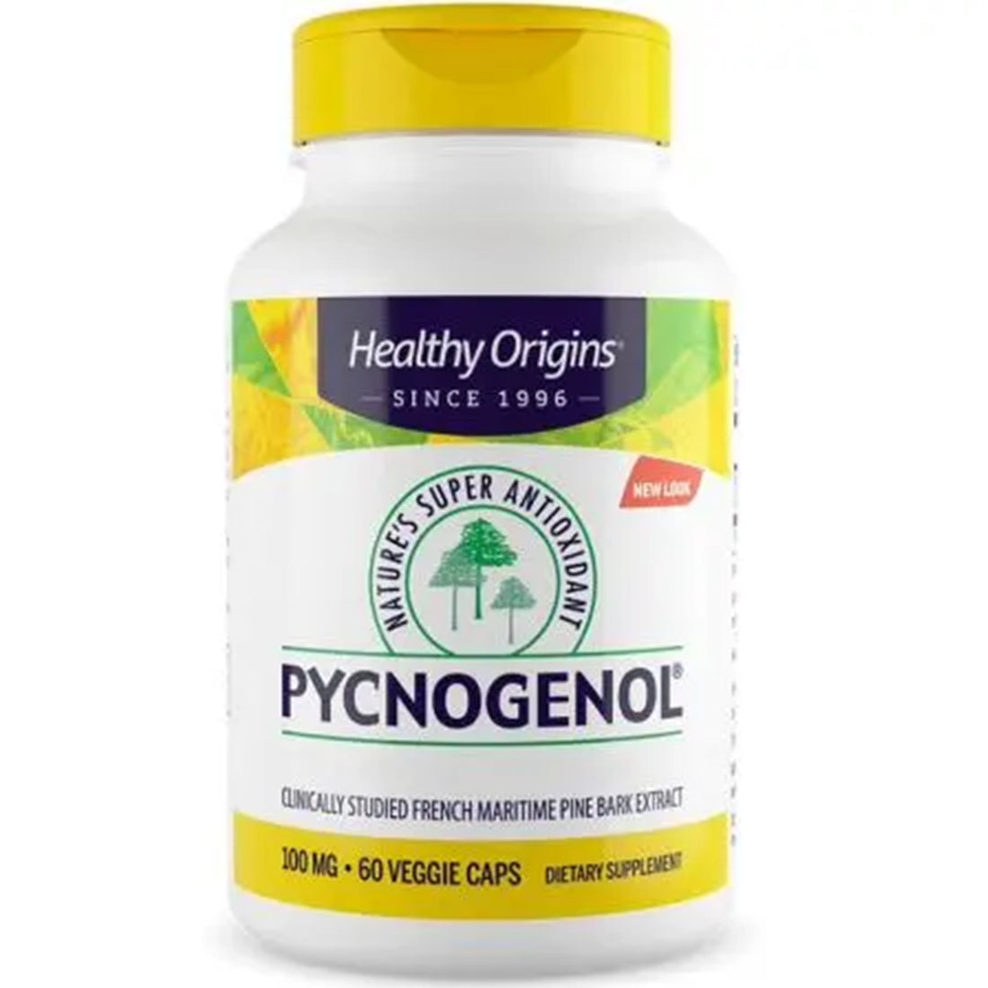 Healthy Origins Pycnogenol 100mg, 60 vegetarian capsules, French maritime pine bark extract