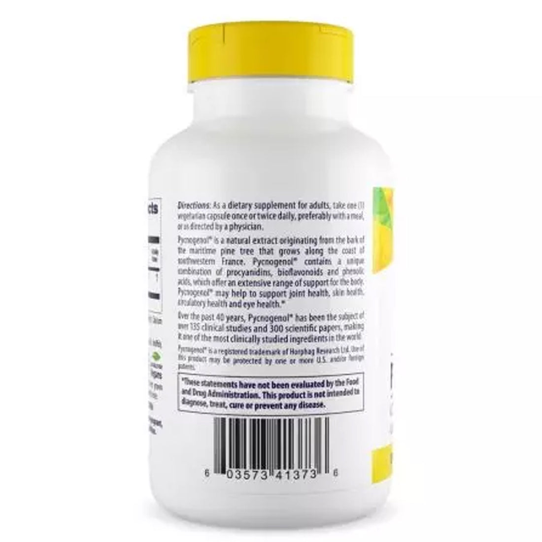 Healthy Origins Pycnogenol 100mg directions for use panel, 65-75% procyanidins