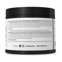 Container of magnesium supplement with Skill Nutrition branding on a white background