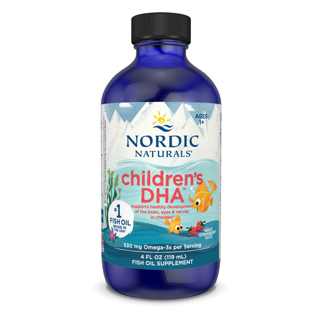 Nordic Naturals Children’s DHA omega-3 liquid strawberry 119ml bottle for kids in Ireland
