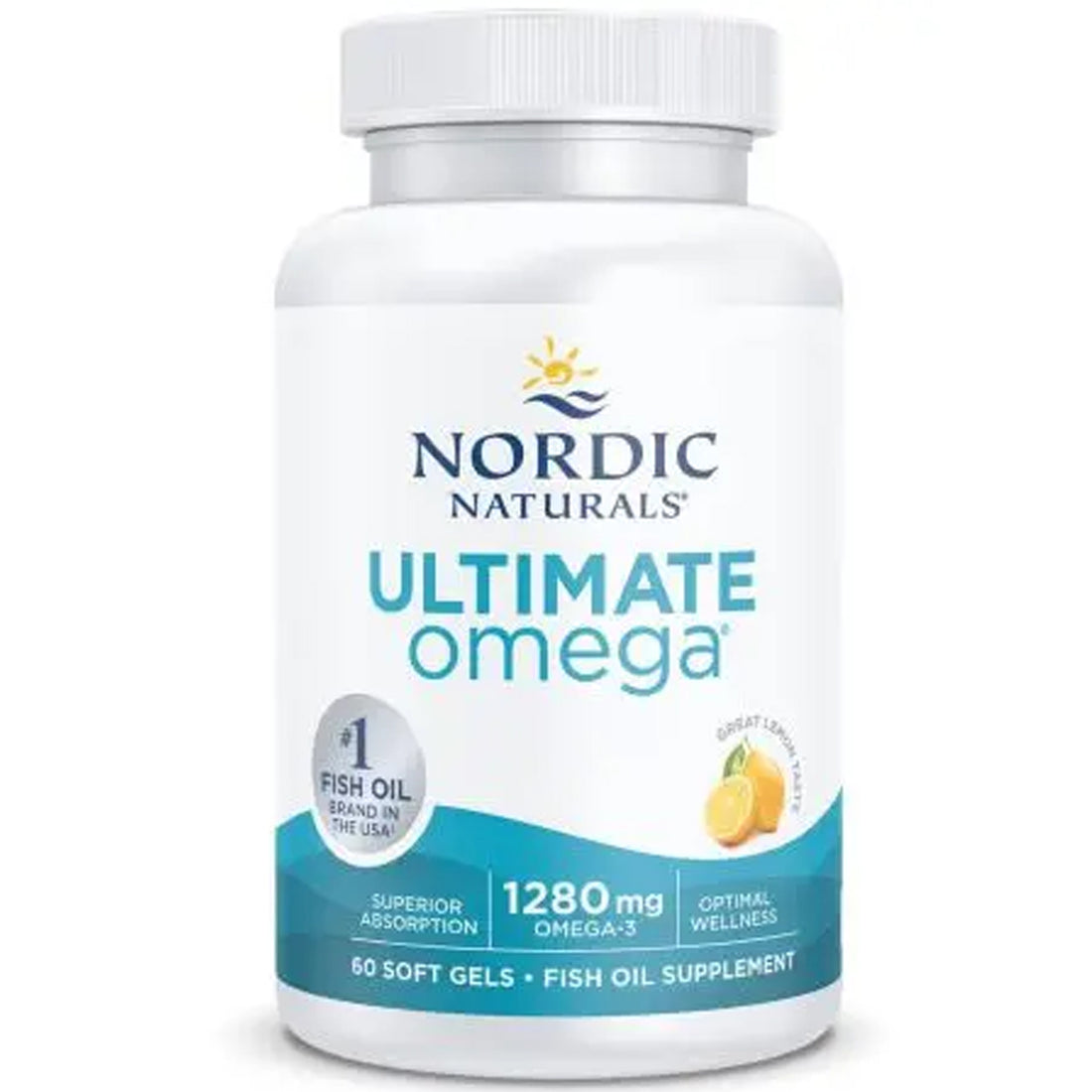 Nordic Naturals Ultimate Omega lemon box, 1280mg omega-3 per 2 soft gels, 60 soft gels