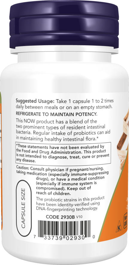 Now Foods 8 Billion Acidophilus & Bifidus Probiotic Supplement Ireland - Right Side