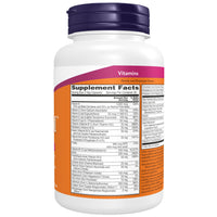 NOW ADAM Men's Multiple Vitamin supplement facts panel, 3 veg capsules per serving, 30 servings