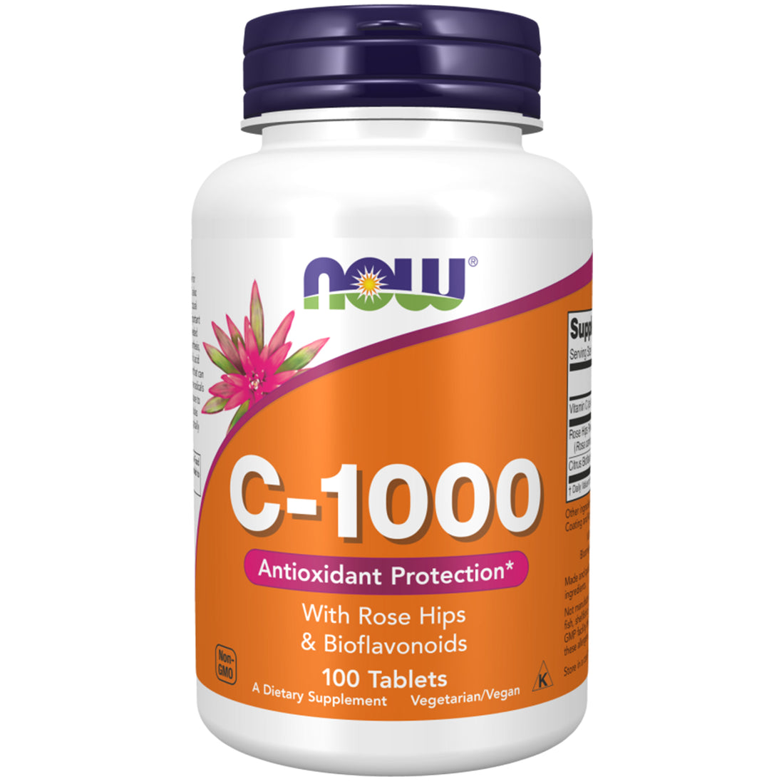 NOW Foods C-1000 vitamin C tablets with rose hips and bioflavonoids, 100 tablets, vegetarian supplement, Ireland delivery
