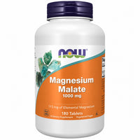 NOW Foods Magnesium Malate 1000mg, 180 vegetarian tablets, front of bottle