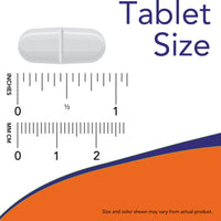 NOW Foods Magnesium Malate supplement tablet size chart.