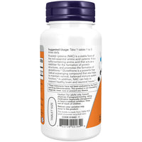 NOW Foods NAC 1000mg bottle back label with usage directions, ingredients and allergen information
