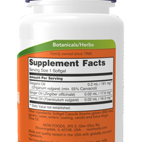 NOW Foods Oregano Oil 55% Carvacrol Softgels 90-count Ireland Left Side