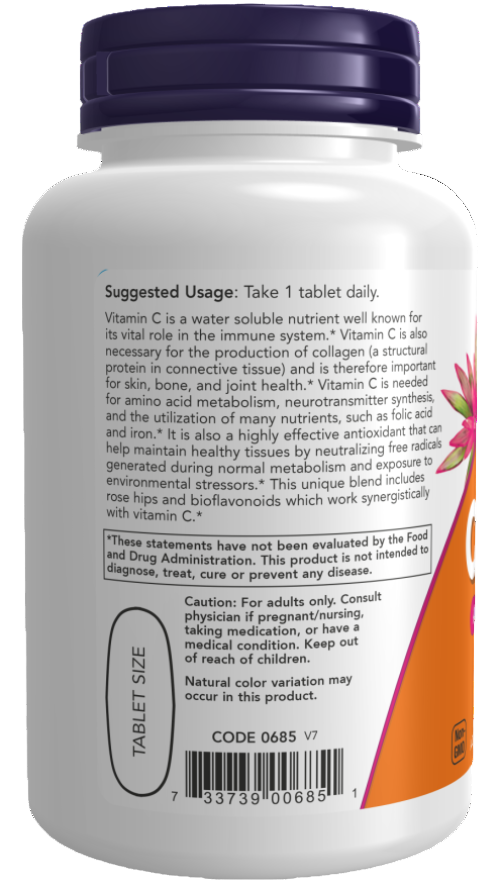 Now Foods Vitamin C-1000 with Rose Hips and Bioflavonoids 1000 mg Ireland Right side