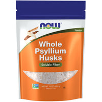 NOW Foods Whole Psyllium Husks 454 g resealable bag, front of pack