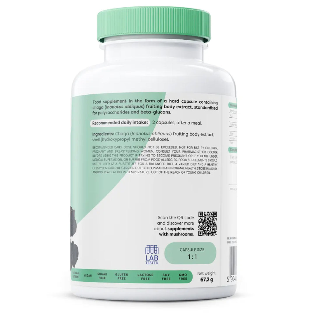 Osavi Chaga 1000mg ingredients and directions panel