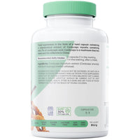 Osavi Cordyceps 1200 mg ingredients label listing cordyceps mycelium extract, hydroxypropyl methylcellulose capsule shell and inulin