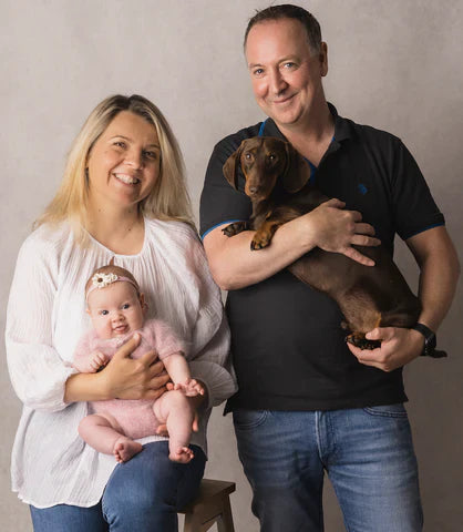 Darren Grant, founder of Probiotic.ie, with his family and their dog